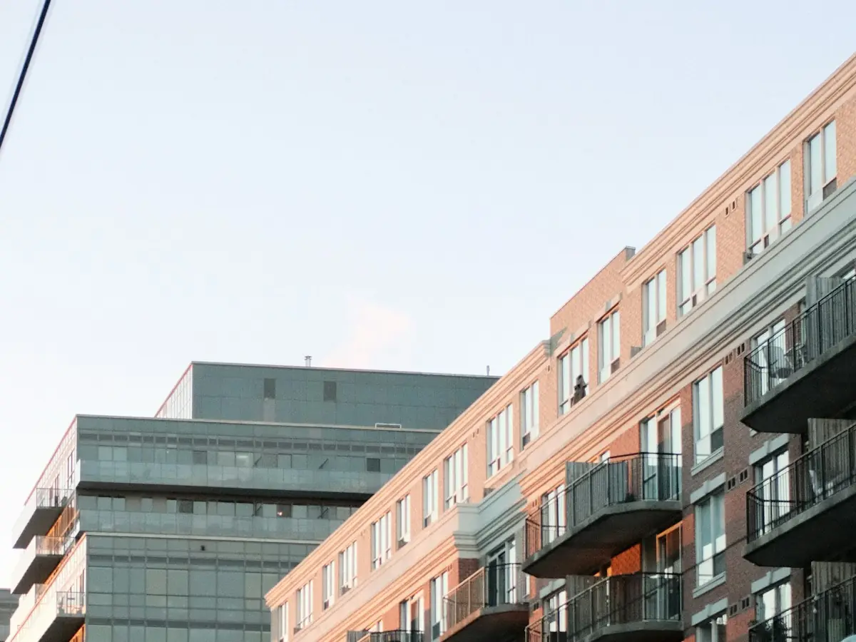 Mid-rise condominium building with balconies
