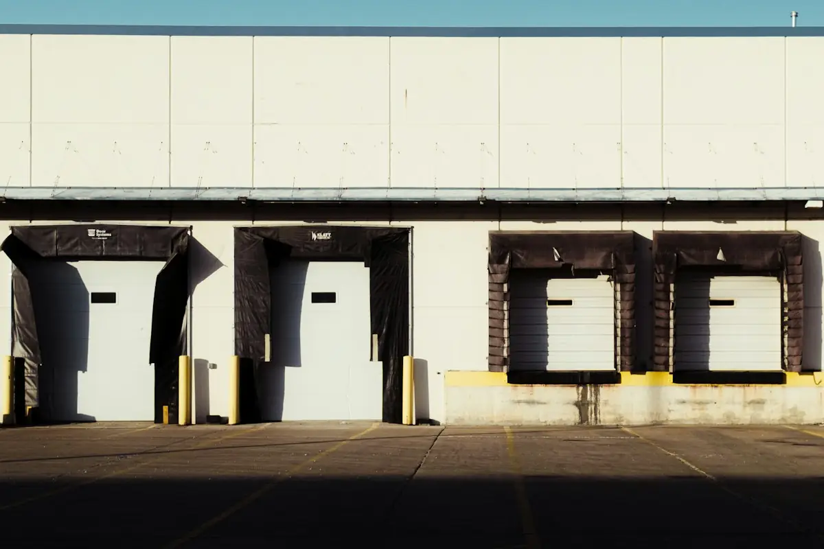Loading dock doors on an industrial warehouse
